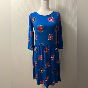 Lilly Pulitzer Blue Dress with Pink Floral Accents